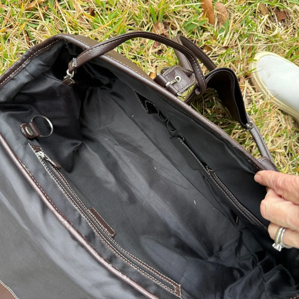 Chocolate Brown Leather Satchel Shoulder Bag by Franklin Covey with Coach Vibes